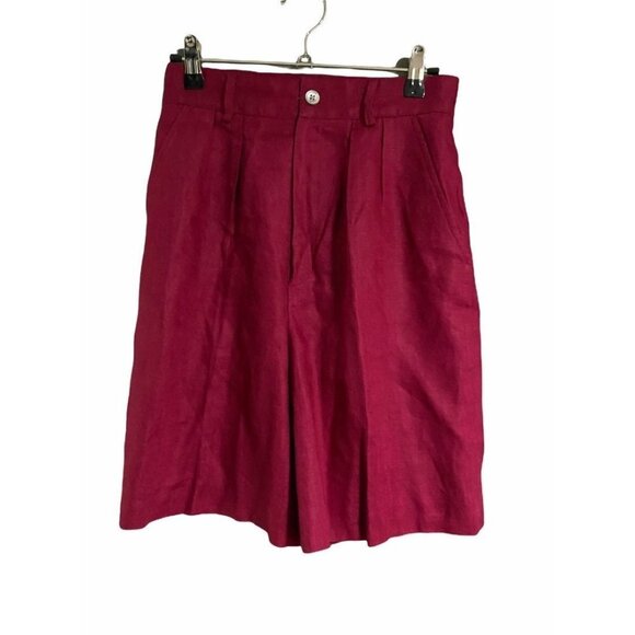 Classiques Entier High Waisted Fold Pleated Front 100% Linen Dress Shorts - Picture 1 of 9